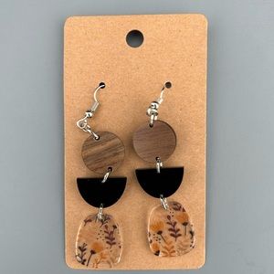 Fall floral, acrylic and wood earrings